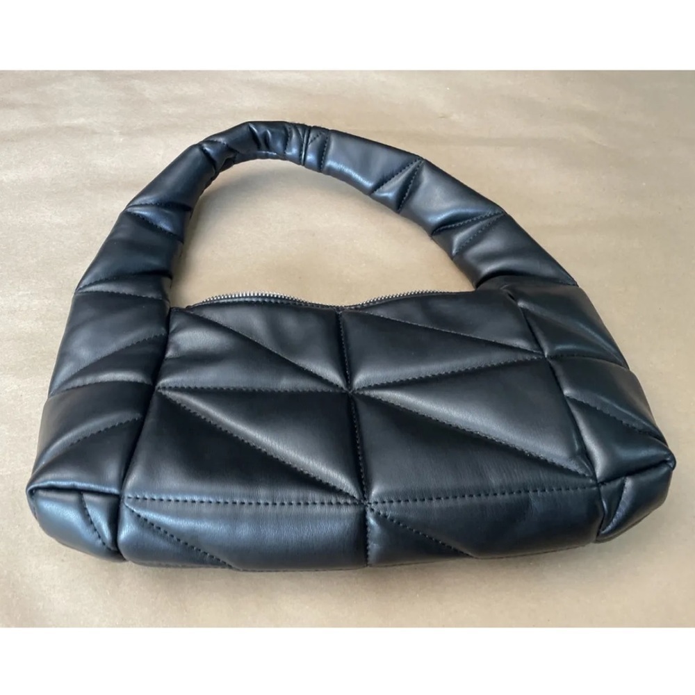 Zara Black Quilted Puffer Shoulder Bag Purse - Picture 4 of 6
